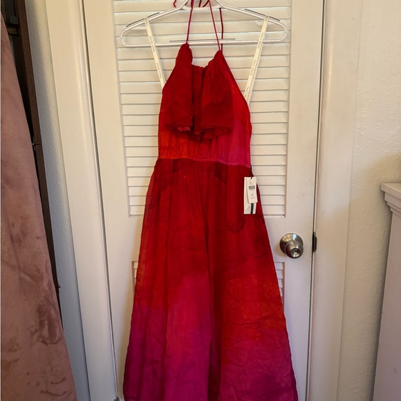Anthropologie Red and Pink Halter High Low Sundress - Picture 2 of 5